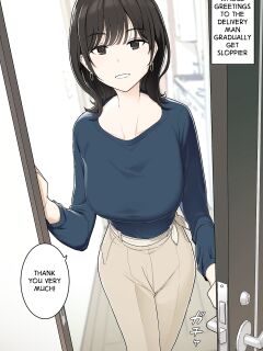 [Wakamatsu] Takuhaibin no Uketorikata ga Dandan Darashinaku Natte Iku OL-chan (+ Ura-hen) | A Woman Whose Greetings to the Delivery Man Gradually Get Sloppier (+ Other Side)